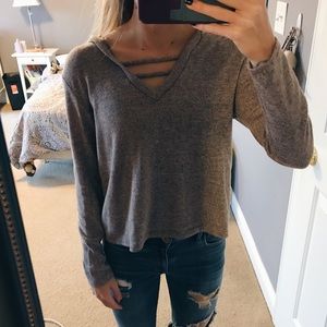 Grayish Brown long sleeve sweater